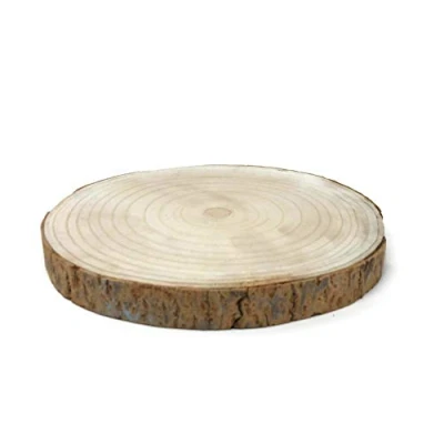 Image of Natural Wood Log Slice Rustic Table Centerpiece Cake Flower Stand (30 x 3.5cm)