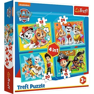 Image of Trefl TR34346 PAW Patrol 12 to 24 pieces, 4 sets, for children aged 3 and over Puzzle, multicoloured, Das lustige Team von