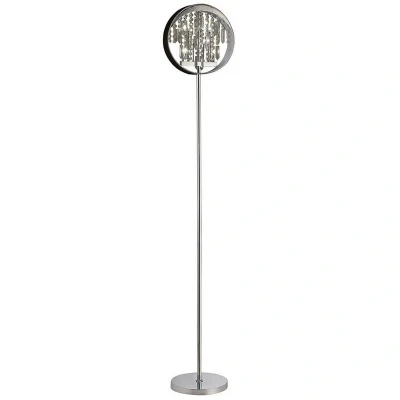 Image of Geo Floor Lamp Black Shade 9 Light G4 Polished Chrome/Crystal, NOT LED/CFL Compatible