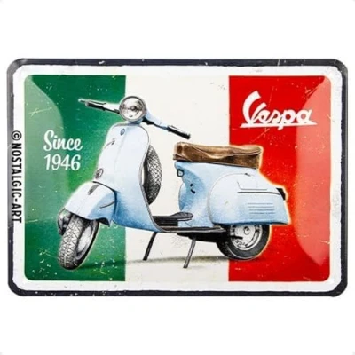 Image of Nostalgic Art Retro tin sign, 15 x 20 cm, Vespa Since 1946 Gift idea for scooter fans, made of metal, vintage design