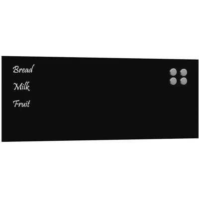 Image of vidaXL Wall Mounted Magnetic Dry Erase Board Black Tempered Glass, 80x30 cm Size Versatile in Home, Office, School
