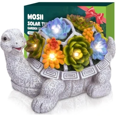 Image of Mosii Large Solar Turtle Garden Ornaments Outdoor Decor Figurine, Tortoise Statue with 7 LED Lights Gardening Presents For Mum, Birthday Gifts Women, Nan, Grandma, Men