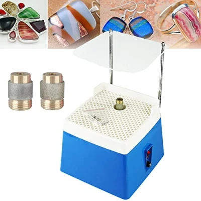 Image of Stained Glass Grinder Machine,Power Grinder,Mini Portable Art Grinding Tool with 5/8&quot; &amp; 1&quot; Bits,with Baffle 110V 220V,Blue 220V