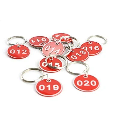 Image of Sourcemall Aluminum &amp; Plastic Key Tag Numbered Rings 30mm (Red, 1 50)