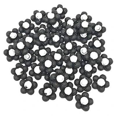 Image of Wedding Touches 40x Black 13mm Soft Feel Flower Flatbacks Craft Cardmaking Embellishments
