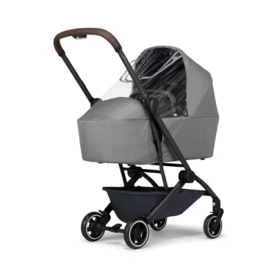 Image of Joolz AER+ Cot Rain Cover Windproof &amp; Waterproof Winter Stroller Accessory Clear Baby Travel Weather Shield for Sun, Dust, and Snow Protection Compact Easy to Store Water Repellent Grey