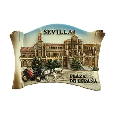 Image of Sevilla Seville Spain 3D Scroll Shaped Refrigerator Magnet Tourist Souvenirs Resin Magnetic Stickers Fridge Home &amp; Kitchen Decoration from China