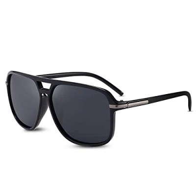 Image of LumiSyne Polarized Sunglasses Mens Fashion Driving Ultralight Square Frame Double Bridge UV 400 Protection Goggle Outdoor Travel Glasses Case