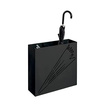 Image of HAKU Mobel Umbrella Stand Black, Metal Size: W 50 cm X H 48 D 16 cm, Style: Modern