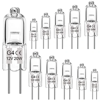Image of G4 Halogen Bulbs, 12V 20W Light Bulbs 2 Pin Clear Capsule Lamp Bulb, Base Warm White for Cooker Lighting, Signal Lights, Track Lighting (10 Pack)