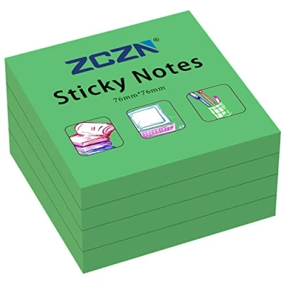 Image of ZCZN 76 x mm Sticky Notes, 100 Sheets/Pad, 4 Pads, Dark Green