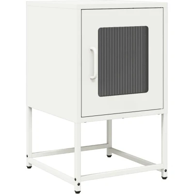 Image of vidaXL Bedside Cabinet White 36x39x60.5 cm Cold rolled Steel