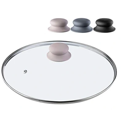 Image of KADAX Glass Lid with Silicone Handle, Heat Resistant for Pots and Saucepans, Durable Steam Vent, Transparent Cooking (Beige, 28 cm)