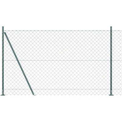 Image of vidaXL Chain Link Fence with 7 Flanged Posts 1.5x10 m Galvanised Steel