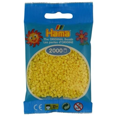 Image of Hama Mini Beads Bag Approx. 2000 Fuse Mosaic Decoration Arts &amp; Craft for Creative Children Ages 5+ Light Yellow