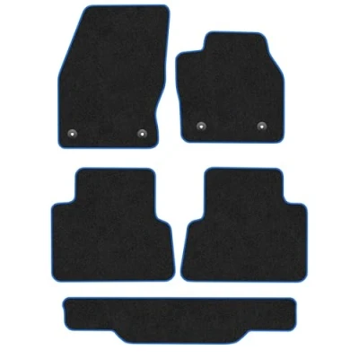 Image of Car Mats Compatible with Ford Grand C Max (2011 ) Tailored Fit Blue Carpet Floor Set Accessory Custom 4 Pieces Anti Slip Backing &amp; Binding Trim Edge