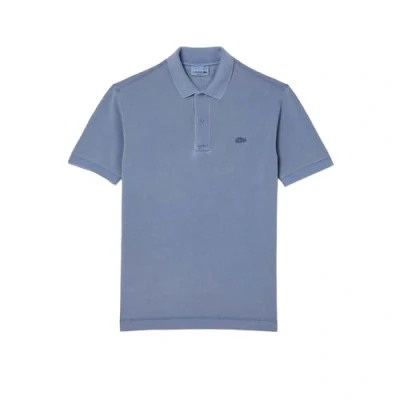 Image of Lacoste Unisex Natural Dyed Polo Shirt in Blue Cotton Size 2XL