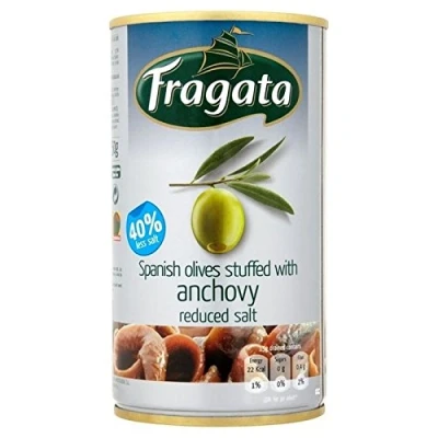 Image of Fragata Olives Stuffed with Anchovy Reduced Salt 350g Pack of 2
