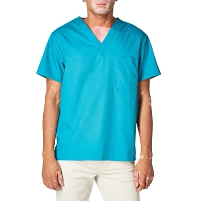 Image of Dickies EDS Signature Men &amp; Women Scrubs Top Tuckable V Neck 83706, Teal Blue, Medium