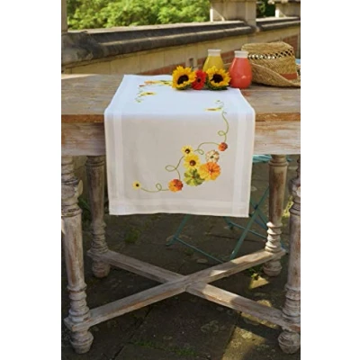 Image of Vervaco Embroidery Kit: Runner: Sunflowers, Cotton, NA, 40 x 100cm