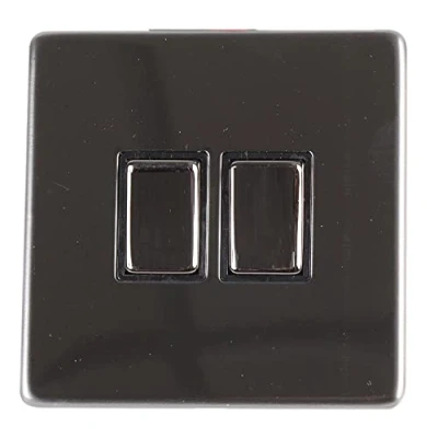 Image of PRO ELEC PELB1141 Screwless Light Switch, 2 Gang, Way, 10AX, Black Nickel