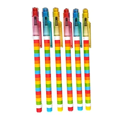 Image of SDM 6 x Rainbow Pop A Point Grey HB Lead Pencils With Eraser