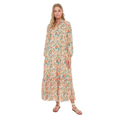 Image of Trendyol Women Modest Maxi A line Regular Woven Dresses Orange