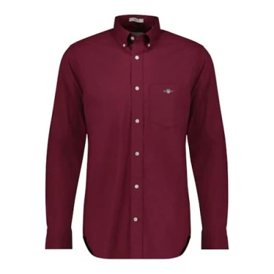 Image of GANT Mens Fit Poplin Shirt Wine Red XXL