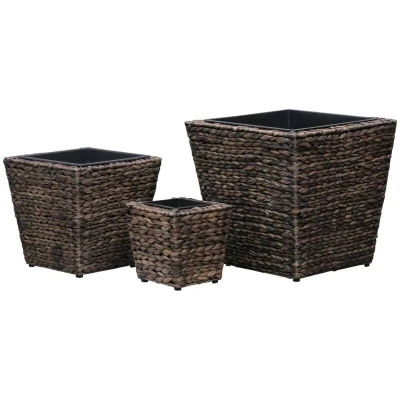 Image of vidaXL Raised Beds 3 pcs Water Hyacinth Brown
