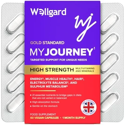 Image of Wellgard My Journey MJ Multivitamin for Energy, Muscles, Hair, Electrolyte Balance and Sulphur Metabolism, 60 Capsules