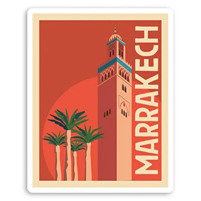 Image of 2 x 10cm Marrakesh Morocco Vinyl Stickers Holiday Travel Luggage Sticker #20845 (10cm Tall)
