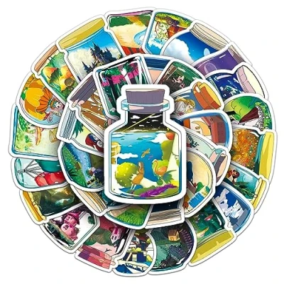 Image of Bottle World Stickers for Laptop (50 PCS),Gift Children Teens Adults Girl Boys,Waterproof Water Bottle,Bottle Vinyl Scrapbook,Skateboard,Bike,Phone,Dairy