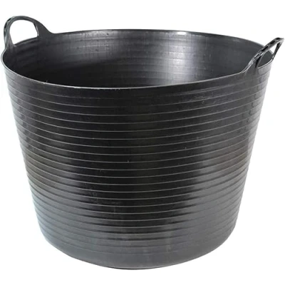 Image of Black Polyethylene Equestrian Garden Trug/Flexi Tub/Trug Tub/Gorilla Bucket 60 Litre (13 gl) Capacity
