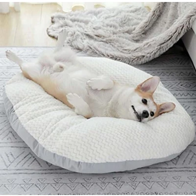 Image of LingHan Oval Cushion for Dog Bed Comfortable Washable, Thick Pillow Cat pet with Removable Soft Fleece Cover Small Medium Large Dogs and Cats