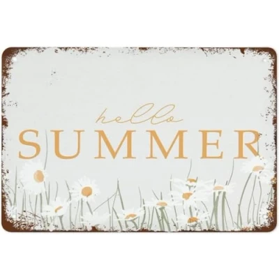 Image of Tin Sign hello summer Funny Vintage Wall Decor Design Home Bedroom Gift 8x12 Inches