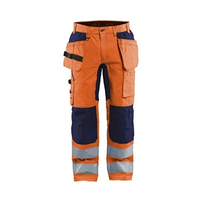 Image of BLÅKLÄDER Hi Vis Trousers Stretch Men 30S Orange/Navy Blue