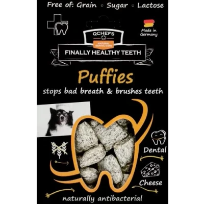 Image of QCHEFS Puffies Dogs Dental Care Snack Chews against Bad Breath &amp; Gingivitis Scaler treat Cheese naturally antibacterial
