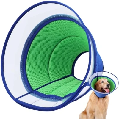 Image of Soft Dog Cone Collar for Dogs After Surgery, Buster Collars and Cats, E Dogs, Adjustable Recovery Pets, Protective Head Prevent Licking (Blue, Size 4)