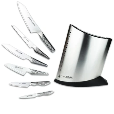 Image of Global Knives 40th Anniversary Limited Edition 7 Piece Knife Block Set, Japanese Kitchen Knives, G 52AN7 C