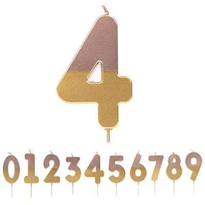 Image of Talking Tables Rose Gold Number 4 Candle Premium Quality Pink Birthday Cake Topper Decoration for Kids, Adults, 40th Party, Anniversary, Milestone, ROSEGOLD4, Bday GD RO