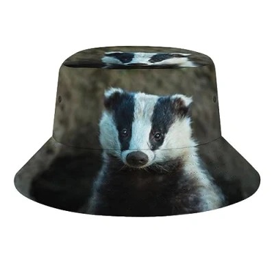 Image of Badger Portable Bucket Hat for Women Men Breathable Sun Cap Fisherman Travel Beach Funny