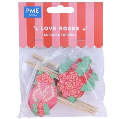 Image of PME Valentines Cupcake Toppers Love Roses, Set of 24