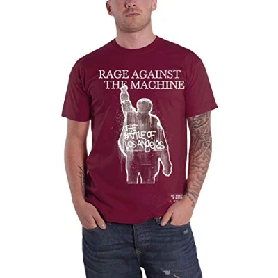 Image of Rage Against The Machine Battle of Los Angeles Album (Maroon) T Shirt (Medium)