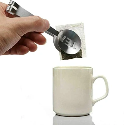 Image of Mr. Gadget Solutions® Stainless Steel Tea Bag Squeezers Round Tongs Reusable Ice Cube Sugar Tong Strainer Kitchen Bar Tools, Silver