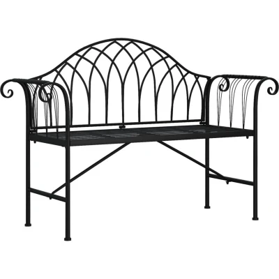Image of vidaXL 2 Seater Garden Bench Outdoor Furniture Balcony Terrace Yard Seating Lawn Patio Chair 128 cm Black Steel