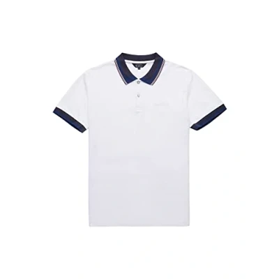 Image of Ben Sherman Classic Stripe Collar Mens White Polo Shirt Cotton Size Small