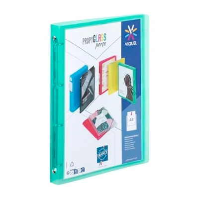 Image of Viquel Customisable A4 Flexible Binder 4 Rings 2.5 cm Spine Translucent Turquoise Green