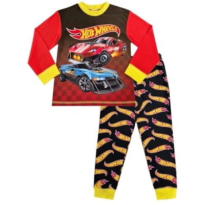 Image of Hot Wheels Boys Pyjamas Red Racing Cars PJs (Hot Red, 3 4 Years)