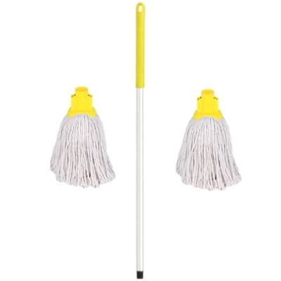 Image of Professional Colour Coded Mop Handle and 2 Heads (Yellow)