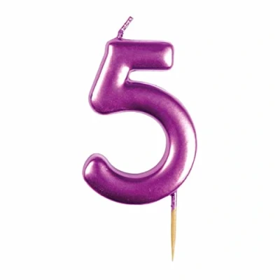 Image of amscan 9911838 Met Pink Numerical Candle 5